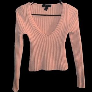 Pink Ribbed Knit Long Sleeve